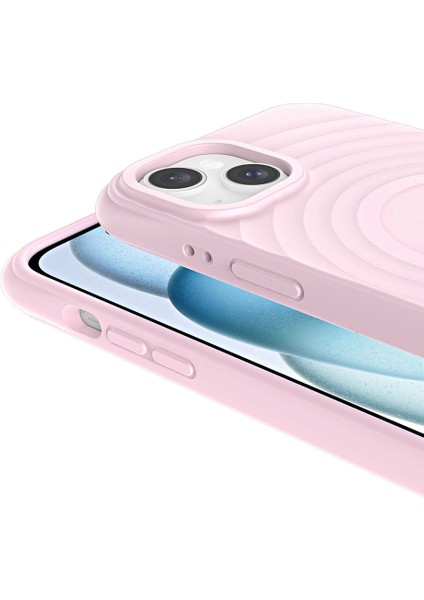 Apple iPhone 14 Kılıf Magsafeli Airbagli Mat Silikon Hepi Kapak Açık Pembe