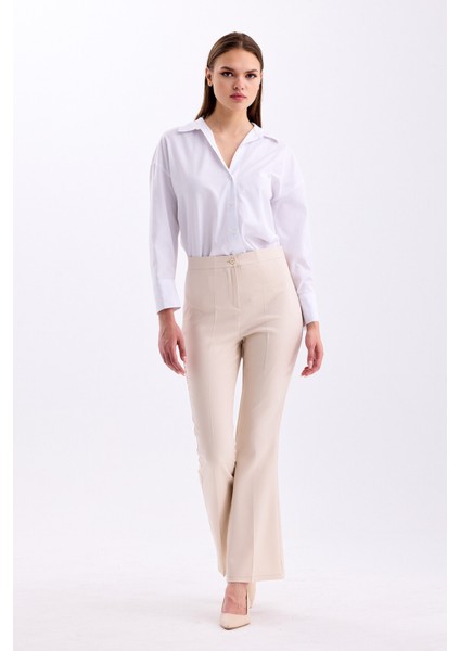 Yüksek Bel Ispanyol Paça Kadın Pantolon