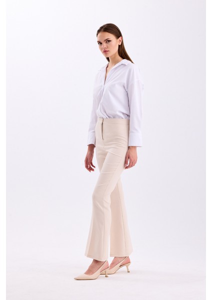 Yüksek Bel Ispanyol Paça Kadın Pantolon modelleri