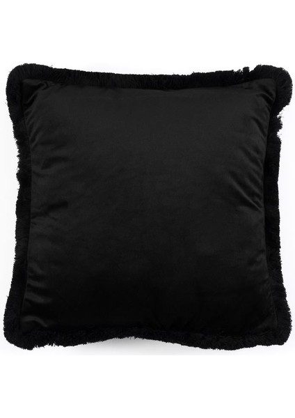Çiçekli ve Siyah Püsküllü 43x43 cm Kare Kırlent Kılıfı fiyatları