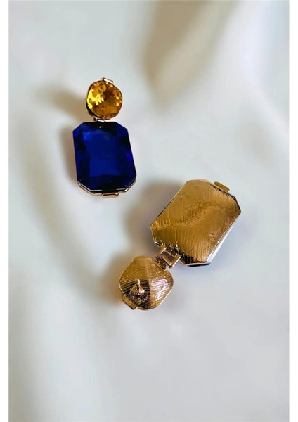 Sarı Laciver Taşlı Damla Küpe modelleri