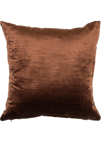 Parlak Kadife Kahverengi 45x45 cm Kare Kırlent Kılıfı