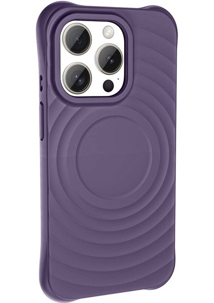 Apple iPhone 15 Pro Kılıf Magsafeli Airbagli Mat Silikon Hepi Kapak Derin Mor