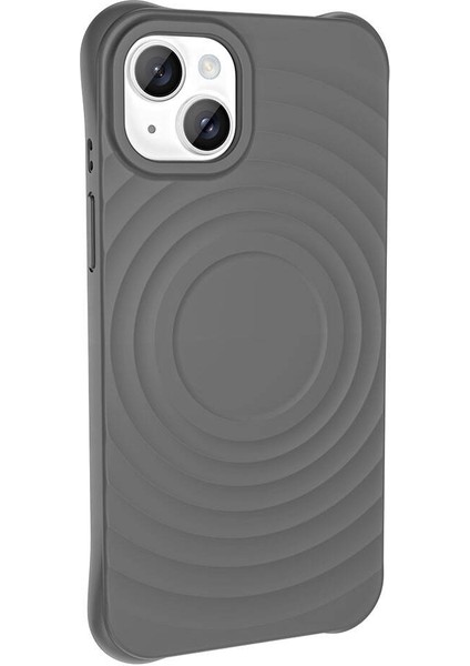 Apple iPhone 14 Plus Kılıf Magsafeli Airbagli Mat Silikon Hepi Kapak Gri