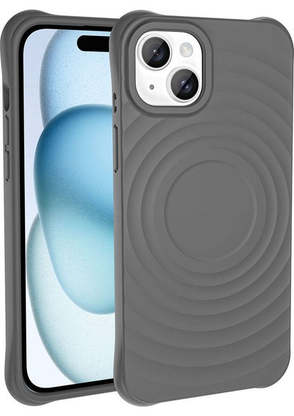 Apple iPhone 14 Plus Kılıf Magsafeli Airbagli Mat Silikon Hepi Kapak Gri