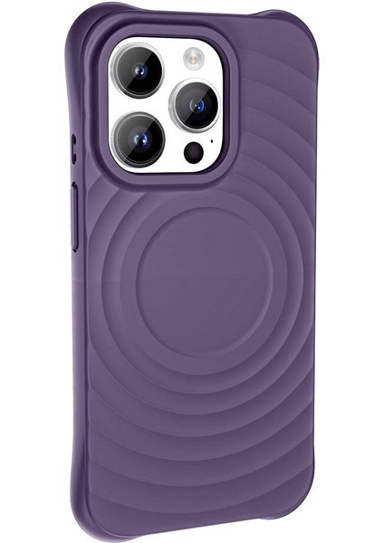 Apple iPhone 14 Pro Max Kılıf Magsafeli Airbagli Mat Silikon Hepi Kapak Derin Mor