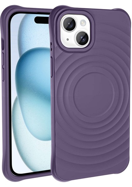 Apple iPhone 15 Kılıf Magsafeli Airbagli Mat Silikon Hepi Kapak Derin Mor modelleri