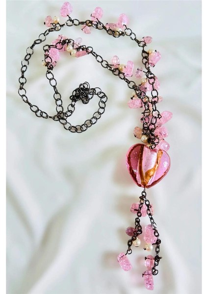 Akrilik Kalp Uzun Kolye