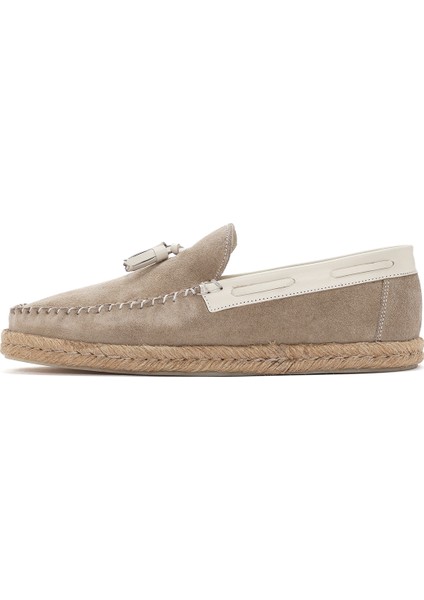 Erkek Bej Süet Deri Casual Loafer 24SFD603010