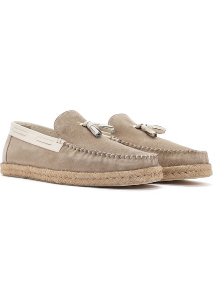 Erkek Bej Süet Deri Casual Loafer 24SFD603010