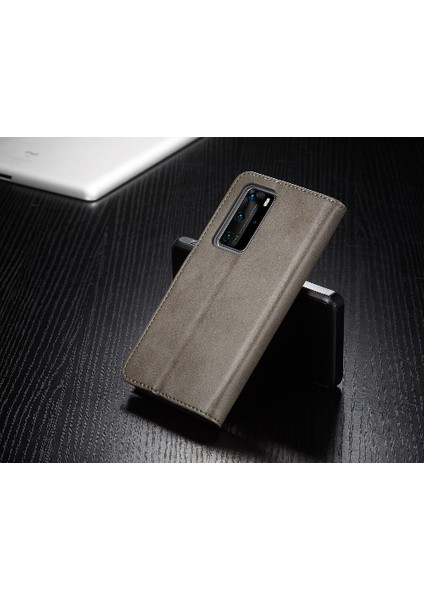Huawei P40 Buzağı Doku Yatay Kapak Kılıf Için Tutucu ile (Yurt Dışından)
