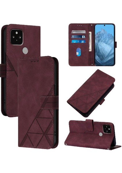 Google Piksel 5 Için Kılıf Cüzdan Kapak Kredi Kartı Tutucu Flip Folio Kitap Pu (Yurt Dışından)
