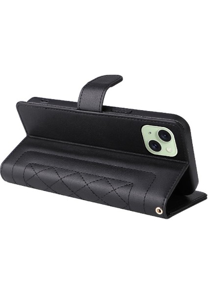 Iphone 15 Için Flip Case Artı Basit Iş Deri Kılıf Kapak Çevirin (Yurt Dışından)