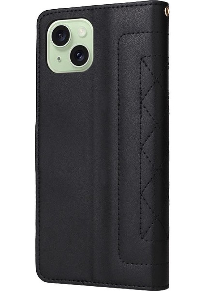 Iphone 15 Için Flip Case Artı Basit Iş Deri Kılıf Kapak Çevirin (Yurt Dışından)