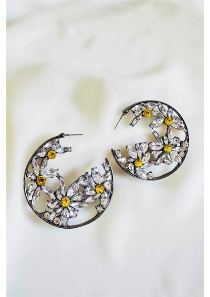 Papatya Taşlı Halka Küpe fiyatları