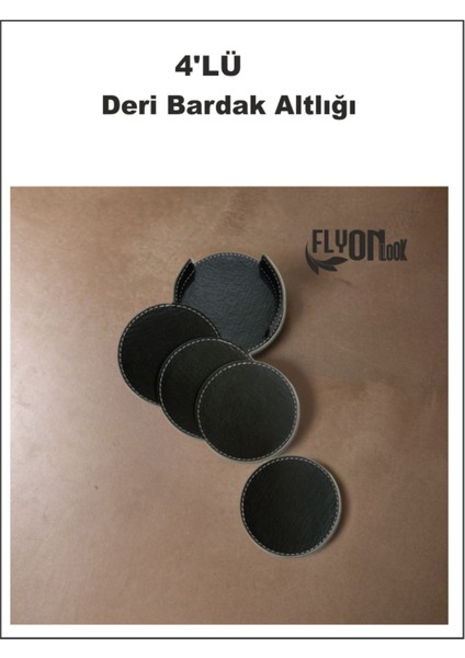 Deri Bardak Altlığı 4 Adet Bardak Altlığı Yuvarlak Tasarım Ofiste Evde Masanızı Tamamlayıcı Bardak