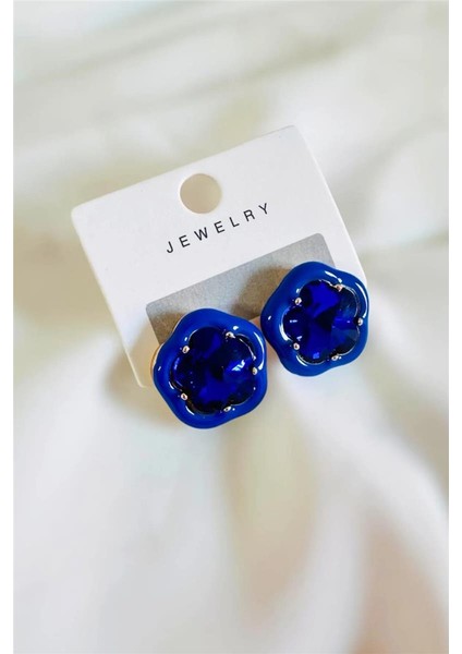 Taşlı Çiçek Küpe