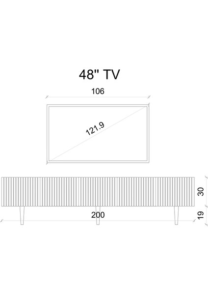 Capella Country Beyaz 5 Kapaklı Ahşap Ayaklı 200 CM Tv Ünitesi