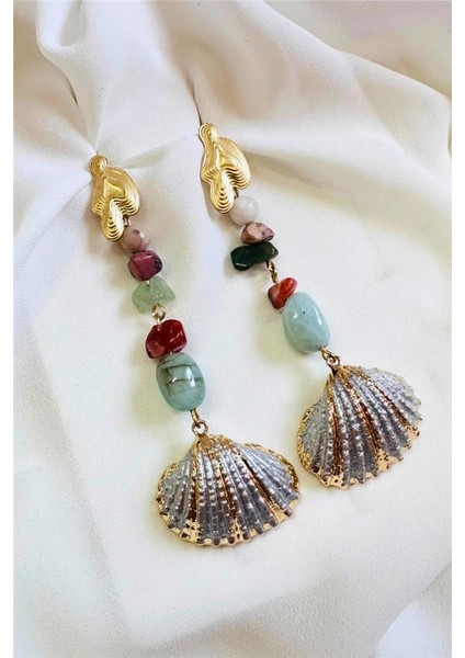 Özel Tasarım Doğaltaş Midye Küpe