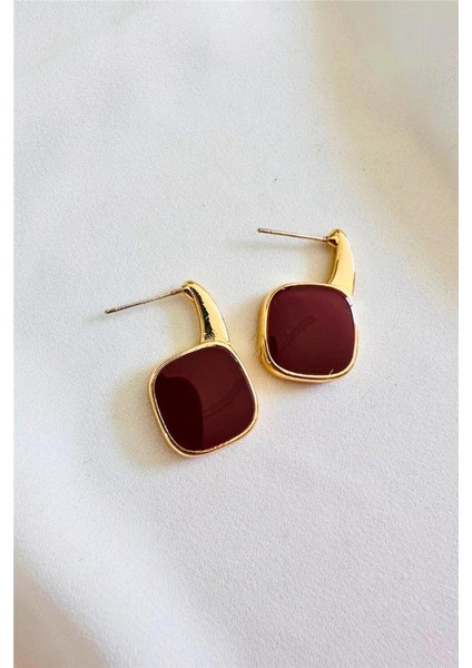 Mineli Minimal Yan Kare Küpe