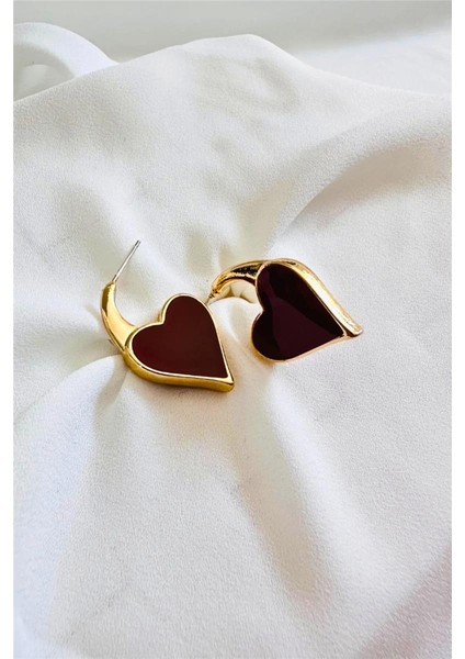 Mineli Minimal Yan Kalp Küpe fiyatları