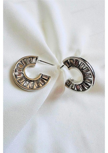 Baget Taşlı Halka Küpe