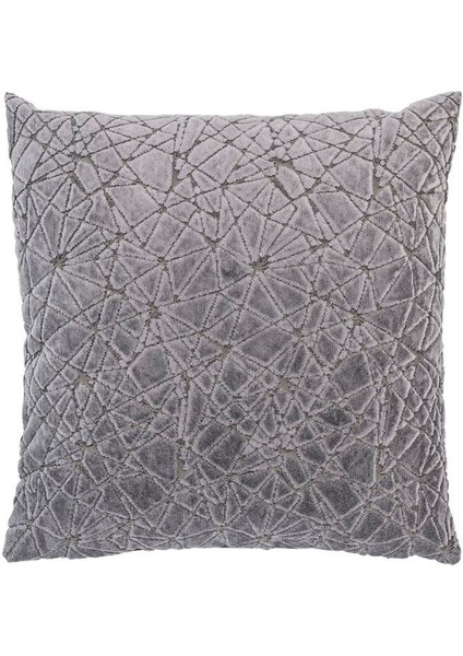 Geometrik Desenli Antrasit Kadife 45 x 45 cm Kırlent Kılıfı