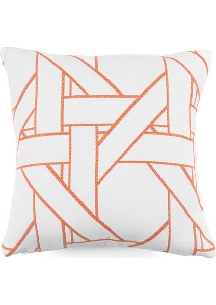Turuncu Geometrik Outdoor Kare 40X40 cm Kırlent Kılıfı