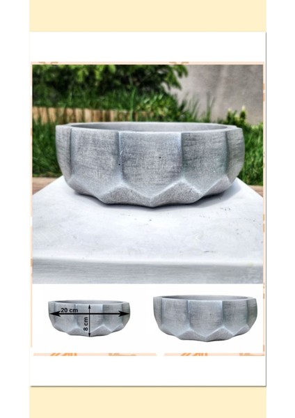 Roma Dizayn Gri Beton Aranjman ve Bonsai Saksısı Çiçe Ağız Çap 20-30 cm Çap