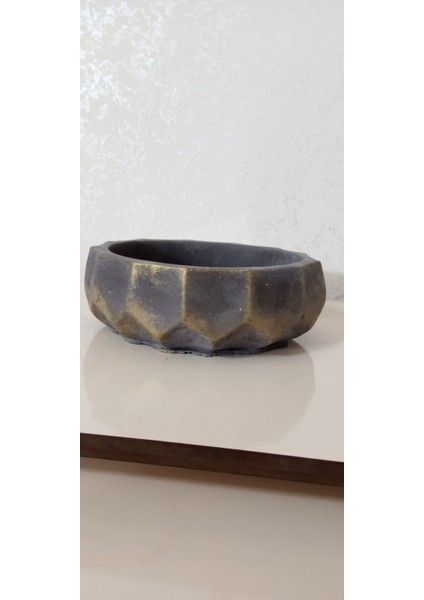 Saf Beton Geometrik Bonsai ve Aranjmana Özel Taş Saksı Suya Karşı 121 Yıl Ömürlü 009