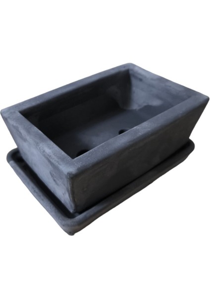 Beton Bonsai Saksısı Su Delikli ve Tabaklı 10-15 cm