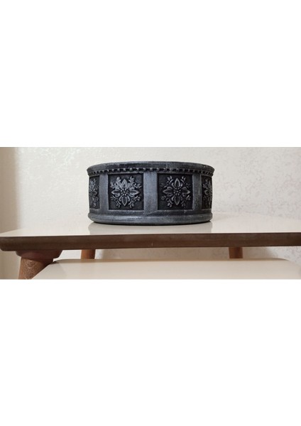 Beton Bonsai Saksısı Yuvarlak Gri Eskitme