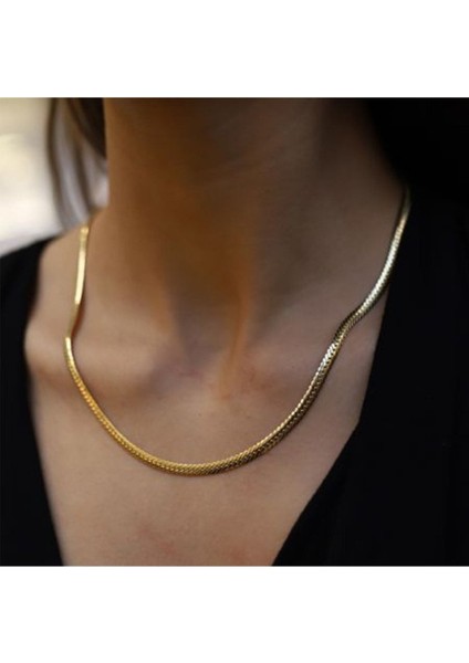 Gold Renk Balık Sırtı Çelik Kolye modelleri