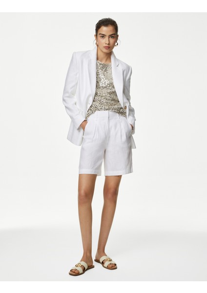 Marks & Spencer Tailored Fit Keten Blazer Ceket