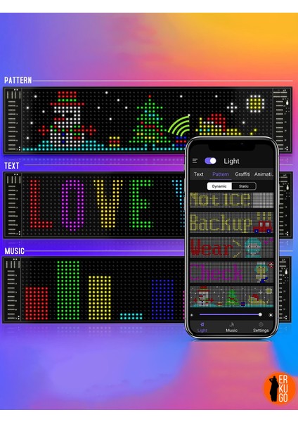 Telefon App Kontrollü Programlanabilir Araba LED Ekranı, Uzaktan Kumandalı Kayan Yazı Emoji LED
