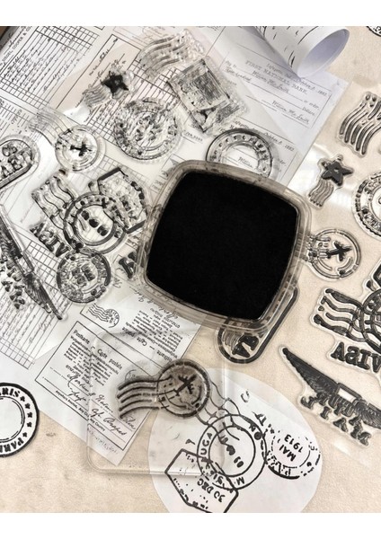 Vintage Posta Pulu Desenli Slikon Damga / Mühür / Şeffaf Damga / Kaşe / Stamp / Seal modelleri
