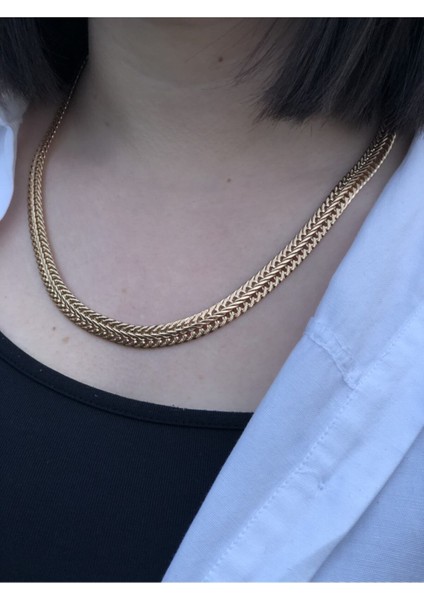 Balık Sırtı Gold Zincir Kolye