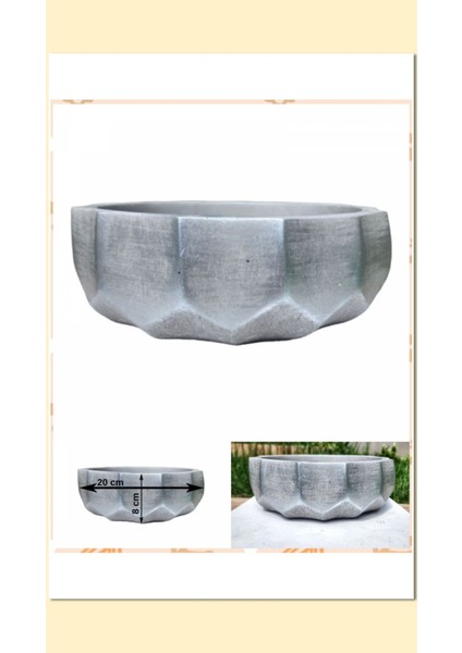 Roma Dizayn Gri Beton Aranjman ve Bonsai Saksısı Çiçe Ağız Çap 20-30 cm Çap modelleri