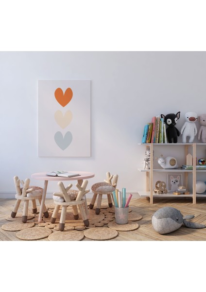 Kalpler Minimalist Kanvas Tablo - Bebek Odası Dekorasyon - Çocuk Odası Tablo modelleri
