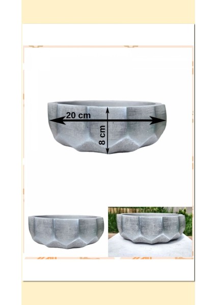 2 Adet Roma Dizayn Gri Beton Aranjman ve Bonsai Saksısı Çiçe Ağız Çap 20-30 cm Çap modelleri