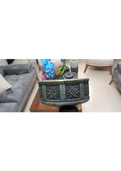 Gold Desenli Eskitme Beton Saksı 23*10 cm modelleri