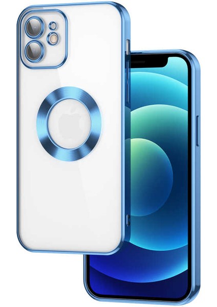 Apple iPhone 11 Kılıf Kamera Korumalı Logo Açık Renkli Kenarlı Arkası Şeffaf Silikon Kapak