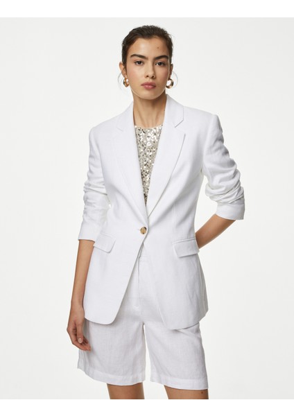 Tailored Fit Keten Blazer Ceket