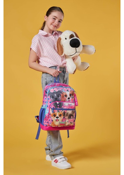 Pembe Köpek Desenli 3’lü Okul Çanta Seti
