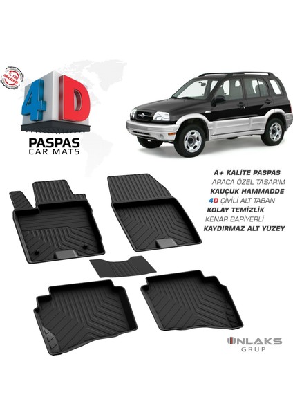 RK Carshop Suzuki Grand Vitara Ferrous 4d Havuzlu Kauçuk Paspas 1998 2005