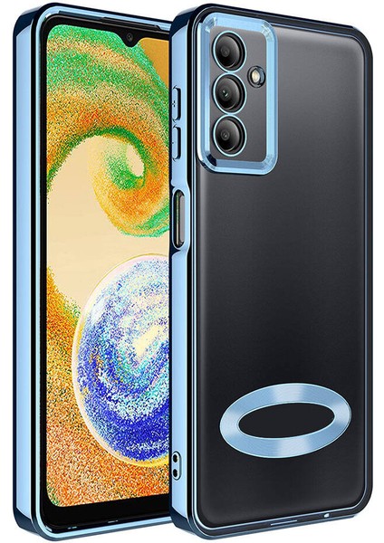 Samsung Galaxy A05S Kılıf Kamera Korumalı Logo Açık Renkli Kenarlı Arkası Şeffaf Silikon Kapak