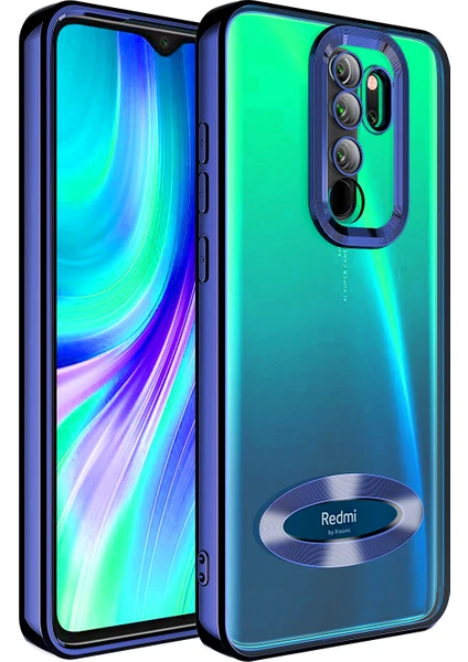 Xiaomi Redmi Note 8 Pro Kılıf Kamera Korumalı Logo Açık Renkli Kenarlı Arkası Şeffaf Silikon Kapak