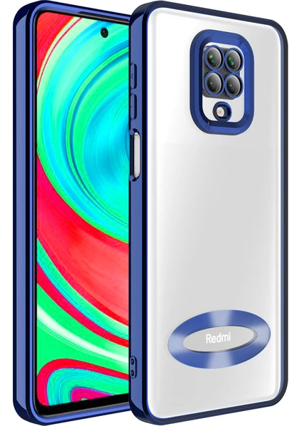 Xiaomi Redmi Note 9 Pro Kılıf Kamera Korumalı Logo Açık Renkli Kenarlı Arkası Şeffaf Silikon Kapak