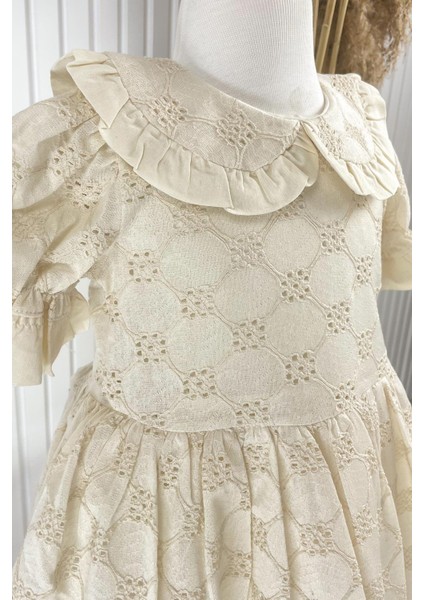 Bebe Yaka Elbise Bej MDVK128 fırsatları