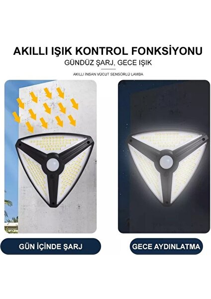 138 Ledli Solar Interakson Lambası Bahçe Aydınlatması 3 Mod Akıllı LED Aydınlatma